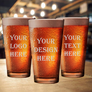 Custom Beer Glasses with Logo | Personalized Pint Glass Engraved Logo